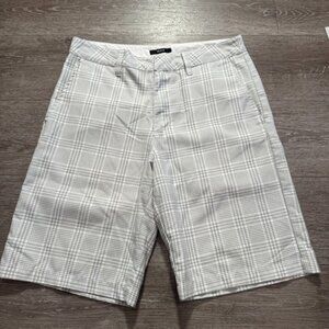 RVCA Shorts Mens 33 Gray Houndstooth Viscose Blend Skate Casual 11" Preppy Adult